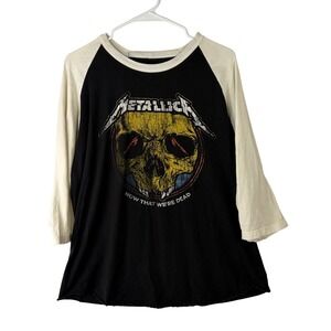 Metallica WorldWired Tour 2018 2019 Baseball Tee Now That Were Dead Skull XL